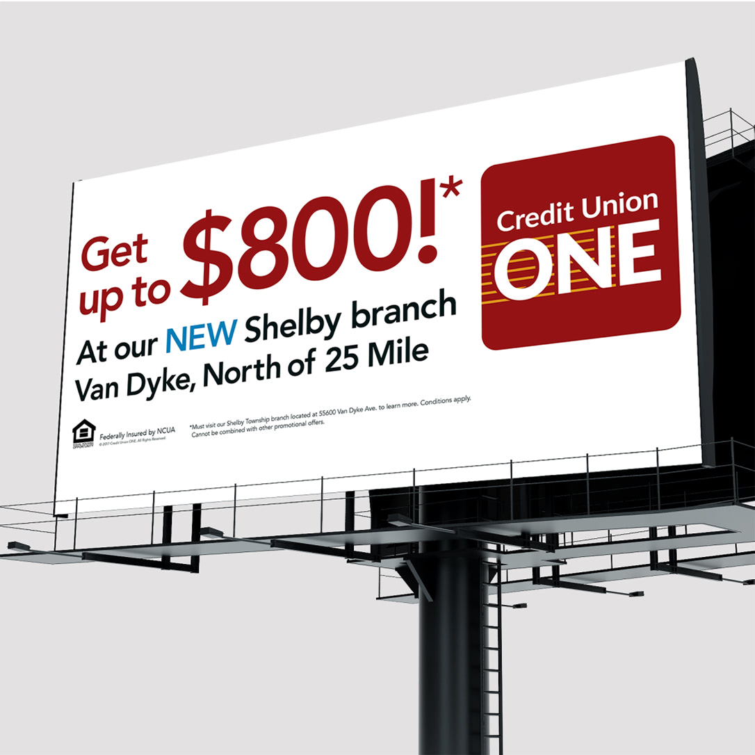 Credit Union ONE out-of-home billboard