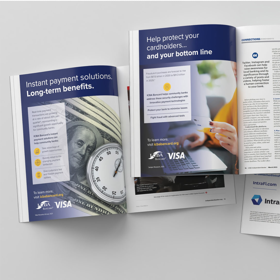 ICBA Bancard magazine ads