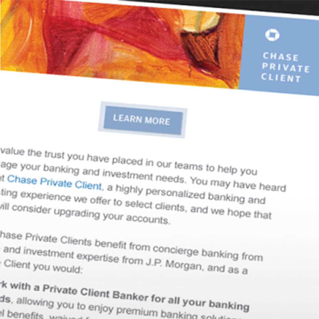 Chase Private Client email campaign