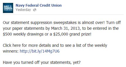 Navy Federal Credit Union Go Paperless Sweepstakes