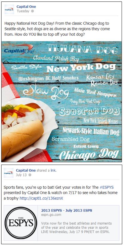 Capital One social conversation on Facebook