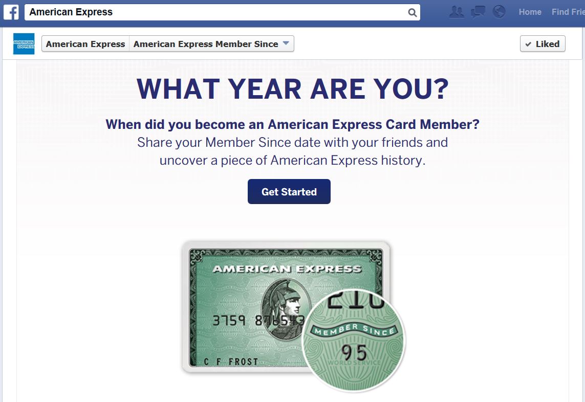 American Express's "Member Since" app on Facebook