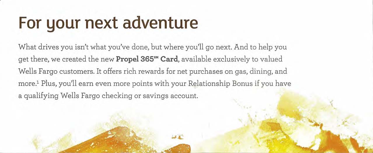 Propel365 from Wells Fargo and Amex offers relationship bonus