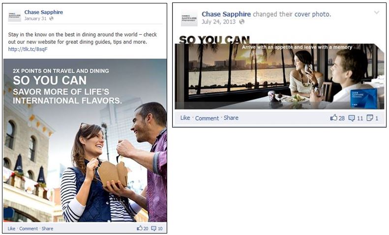 Chase Sapphire Preferred connects Facebook posts with So You Can branding