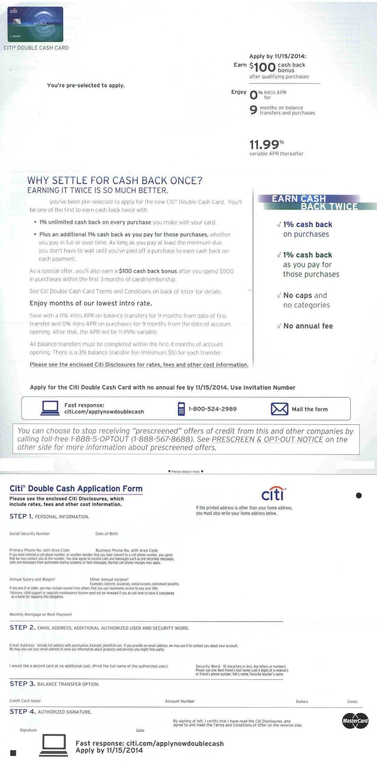 citi double cash back credit card DM 02