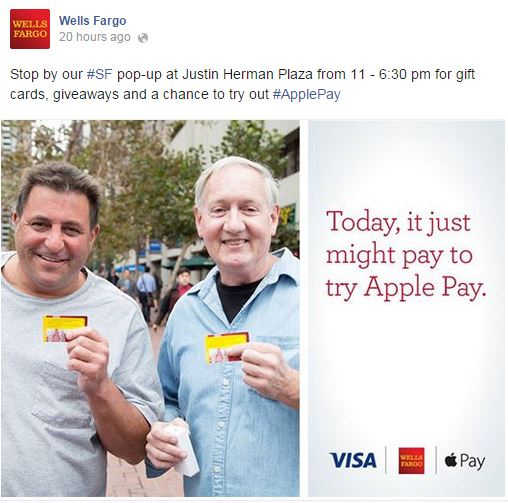 Wells Fargo uses social media and pop-up stores to launch Apple Pay