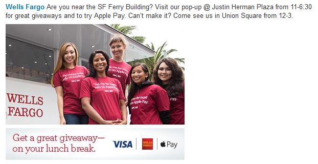 Wells Fargo uses social media and pop-up stores to launch Apple Pay