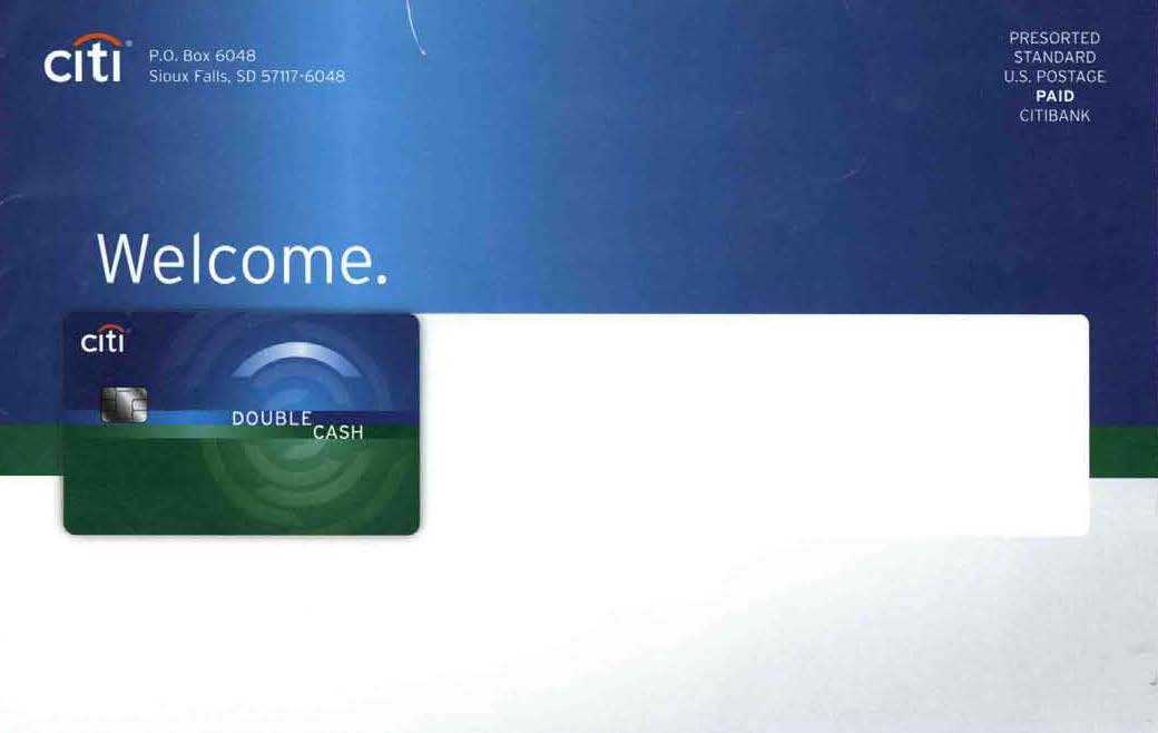 Citi Double Cash Back Welcome Kit OE front