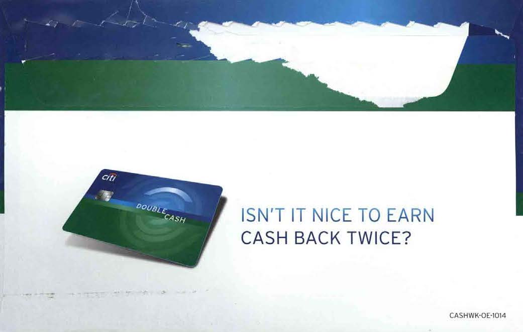 Citi Double Cash Back Welcome Kit OE back