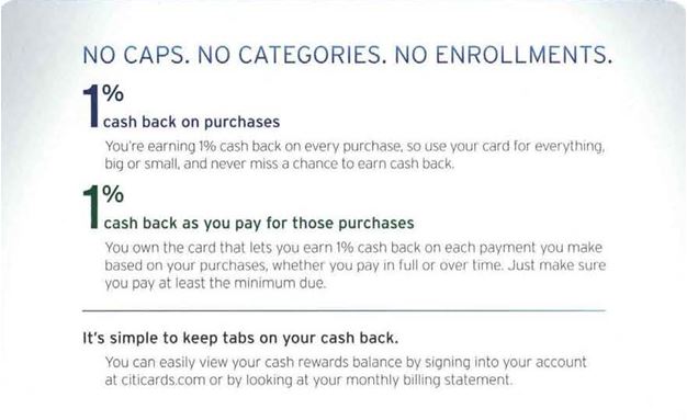 Citi Double Cash Back welcome kit articulates earn without limits