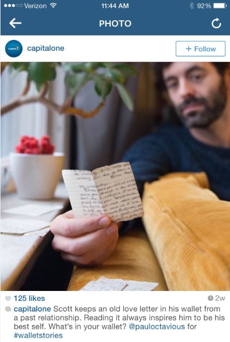 Content marketing trends - Capital One #walletstories on Instagram