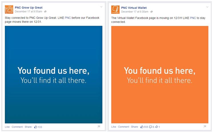 PNC Facebook page consolidation
