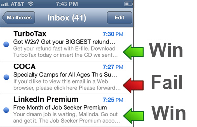 examples of mobile email marketing wins & fails