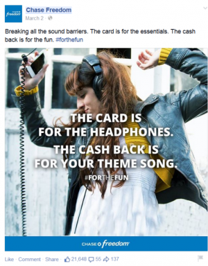 Chase Freedom #forthefun campaign on Facebook - Music theme