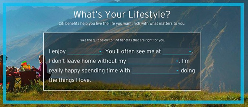 Credit Card Selectors: How Citi’s “Lifestyle” Quiz Tops the Competition