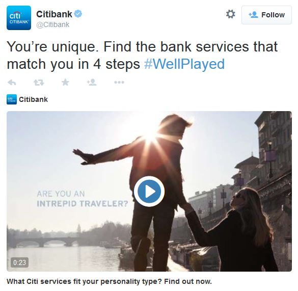 Citibank markets its credit card selector by reminding prospects they're all unique