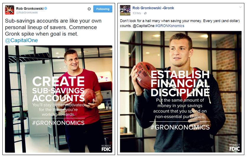 Rob Gronkowski social media marketing for Capital One