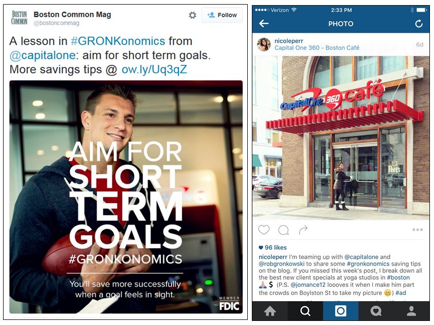 Influencer marketing effort by Capital One for #GRONKonomics