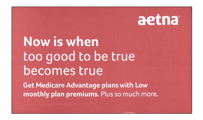 Aetna uses direct language in DM campaign.