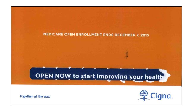 Cigna uses tear strips in direct mail campaign. 
