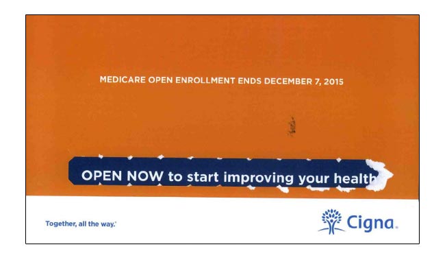 Cigna uses tear strips in direct mail campaign. 
