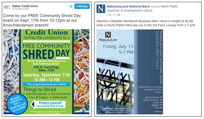 Networking and shredding events by Dallas Credit Union and Nebaskaland National Bank