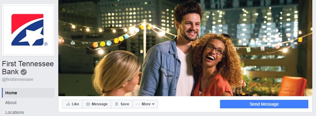 Facebook CTA button for First Tennessee Bank opens Messenger