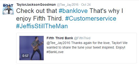 Fifth Third Bank customer enjoys song created from feedback