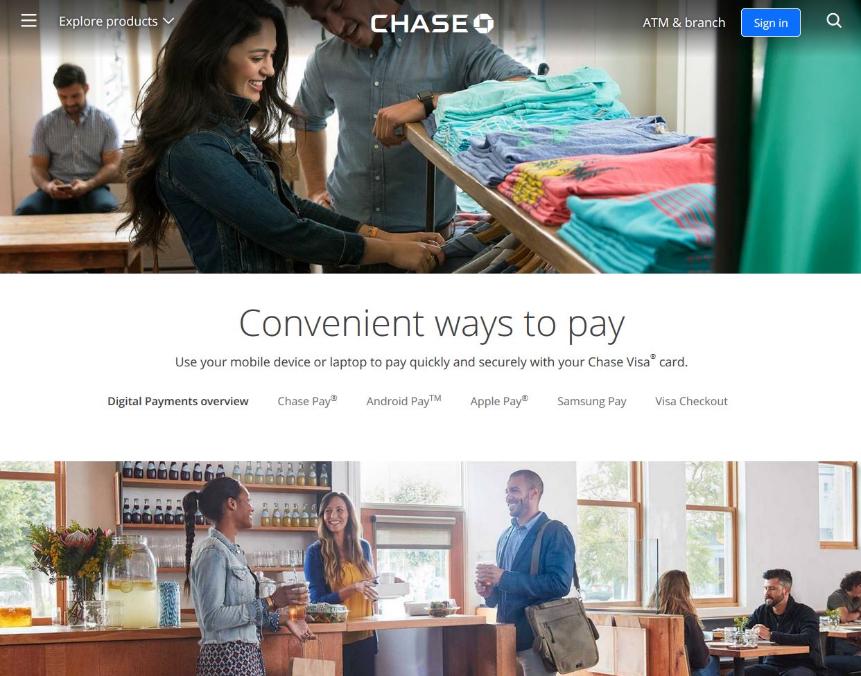 Chase landing page for marketing mobile payment options