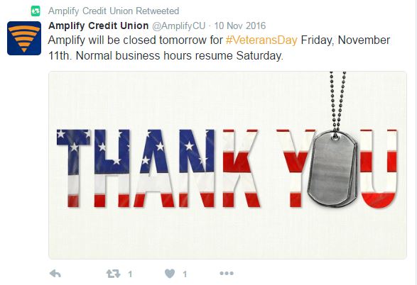Credit Union retweets branch closure message for greater visibility