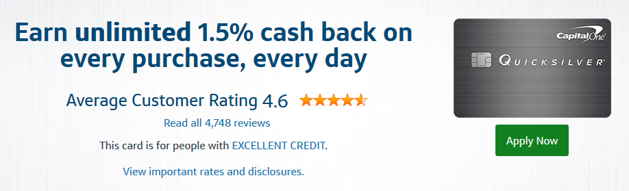 Review of cashback card marketing for Capital One Quicksilver