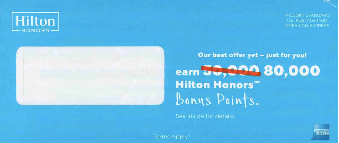 OE for Hilton Honors rewards with 80,000 points offer