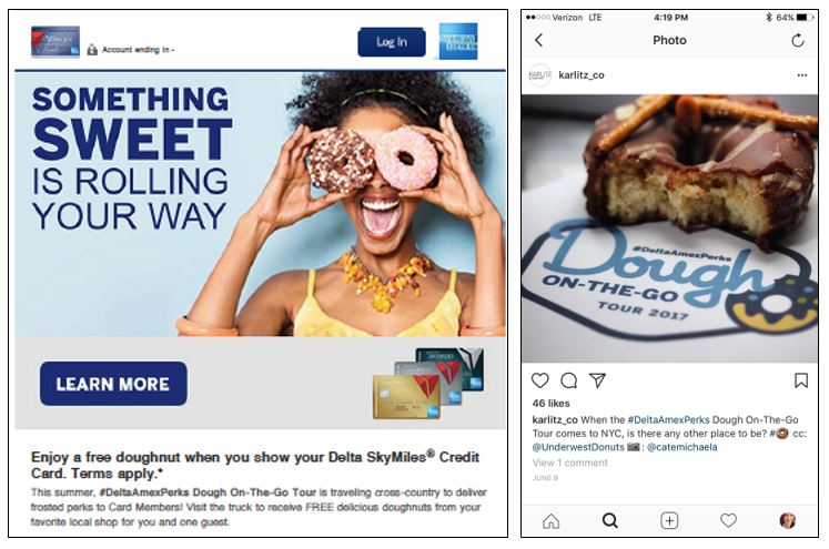 Web and social media marketing for #DeltaAmexPerks dough-on-the-go