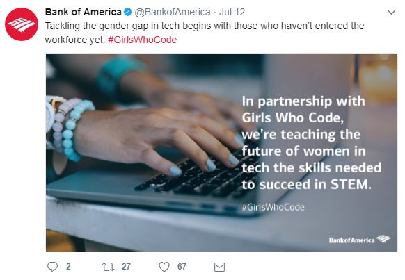 Engaging Bank of America tweet