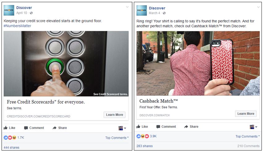 Facebook posts from Discover with higher social engagement