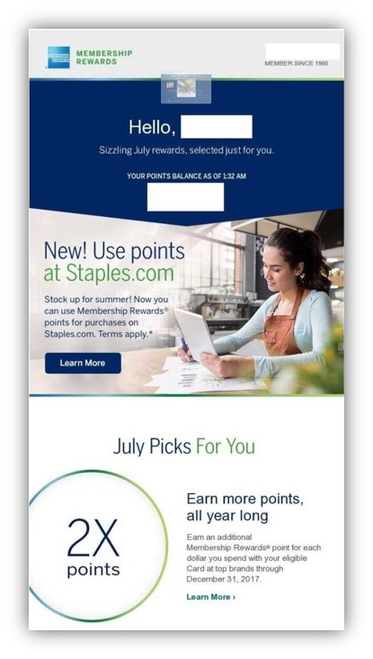 American Express accelerated rewards earn