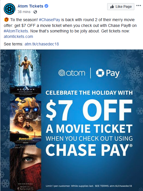 Chase Pay partner Facebook ad