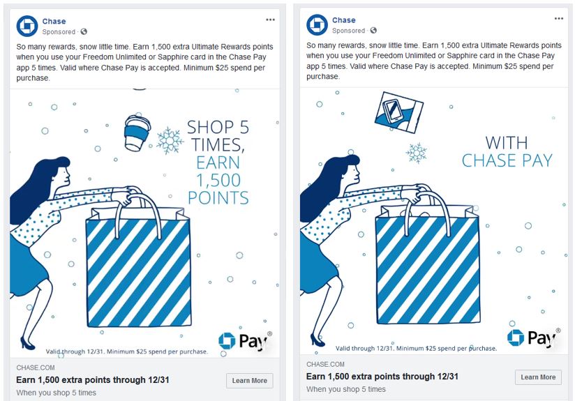 social media ads for Chase Pay