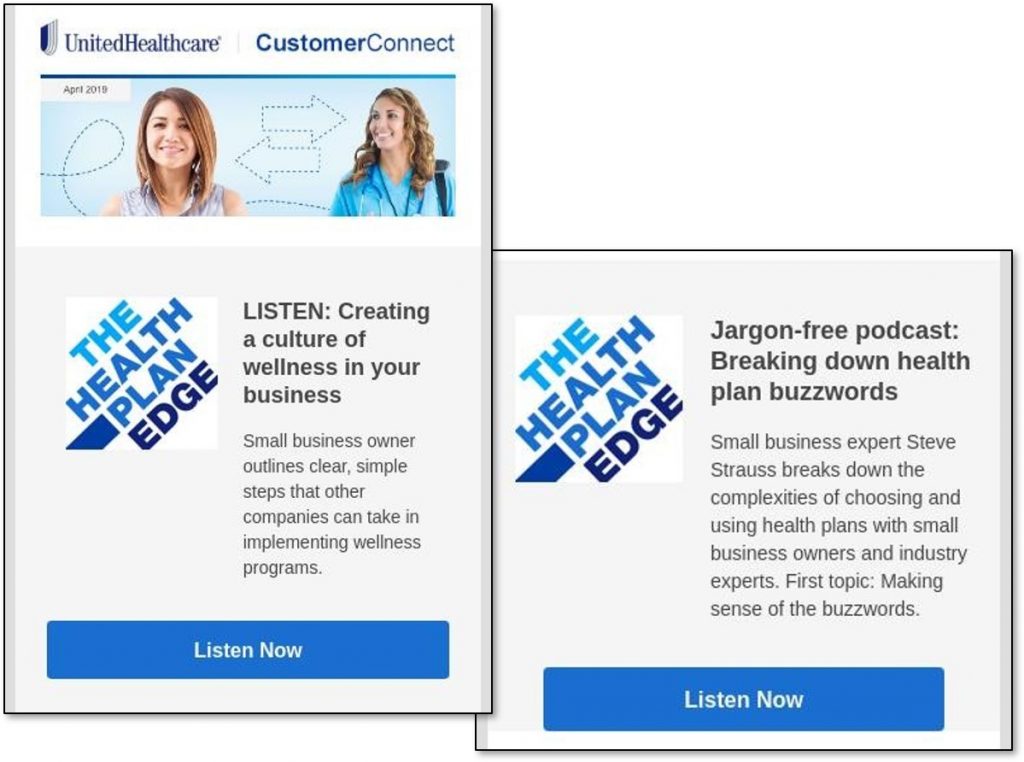 Podcasts - United HealthCare, BCBS Texas, Cigna