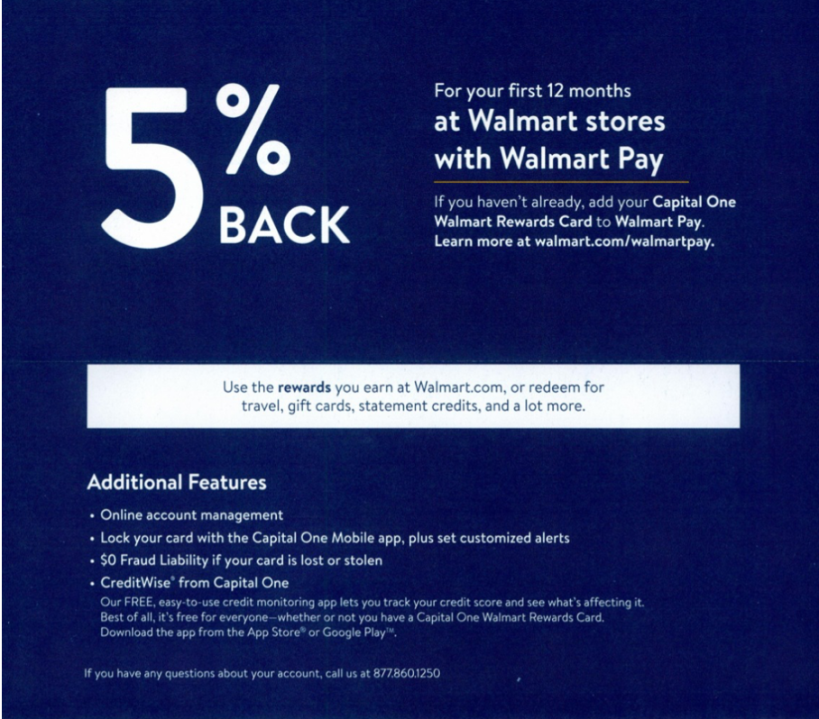 Capital One Walmart Rewards Credit Card Marketing Encourages Usage