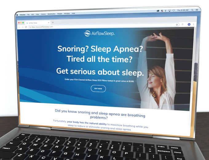 Airflow sleep website on laptop