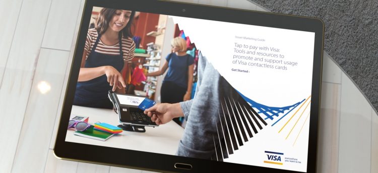 Issuer Marketing Visa Guide displayed on Tablet on table top