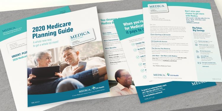 A Medica brochure, one sheet, and letter with corresponding envelope