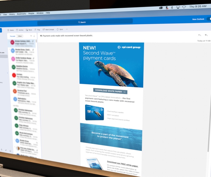 Laptop screen displaying a CPI Second Wave email in outlook browser