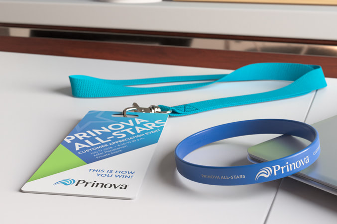 Tradeshow badge and wristband for food and beverage rebrand