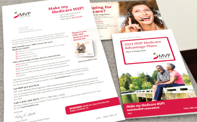 MVP direct mailer with letter, mini guide, and buckslip