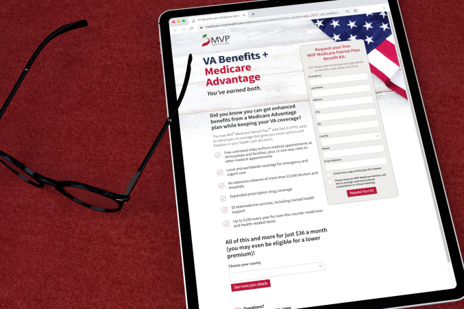MVP Veterans landing page shown on iPad