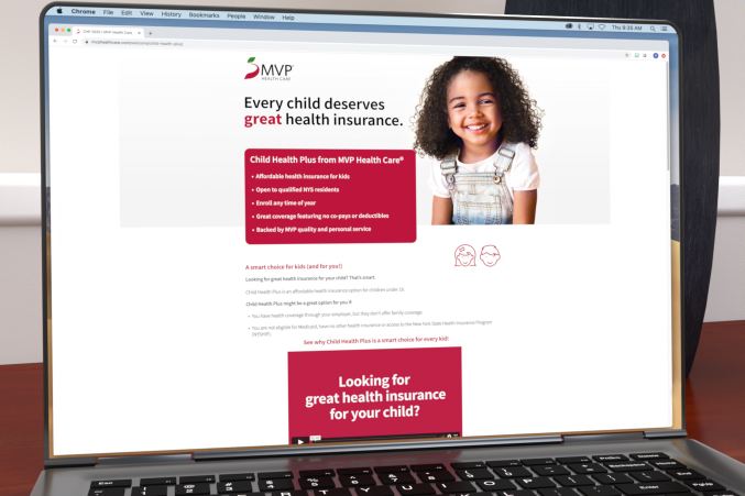 MVP Child Health Plus landing page embracing positivity for new child care plan