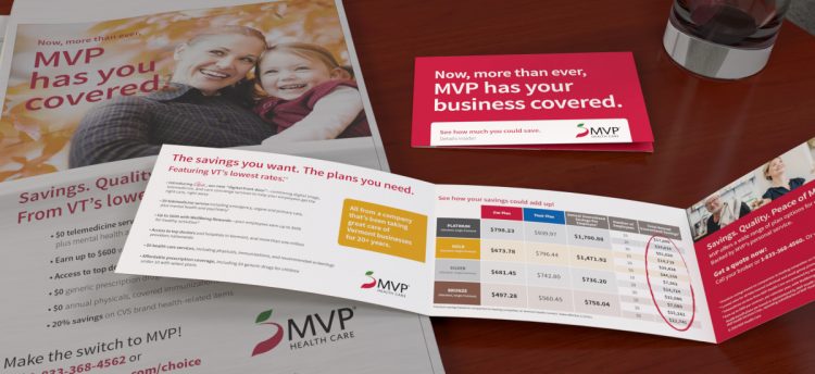 MVP print ad in a newspaper with an opened MVP self mailer