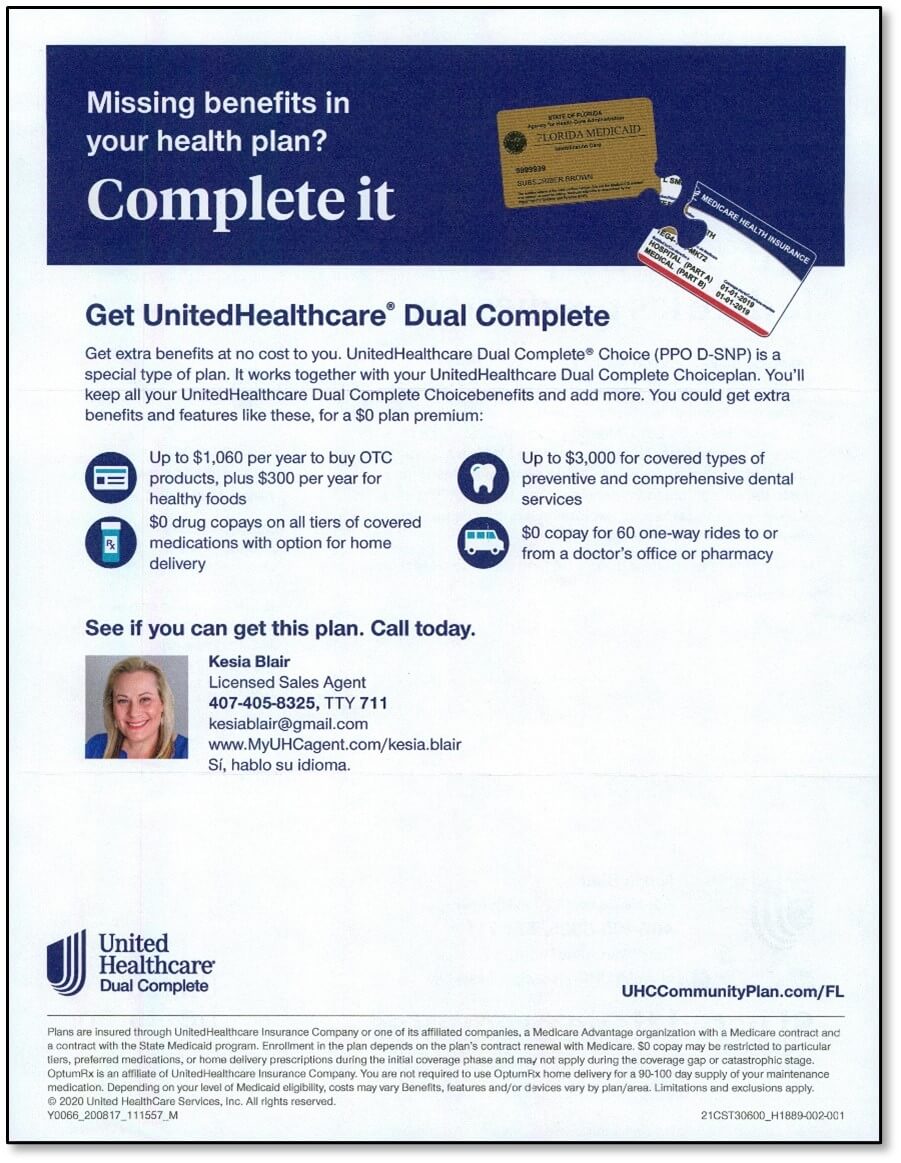 HC Insights - 2021 D-SNP plans direct mail creative - UnitedHealthcare